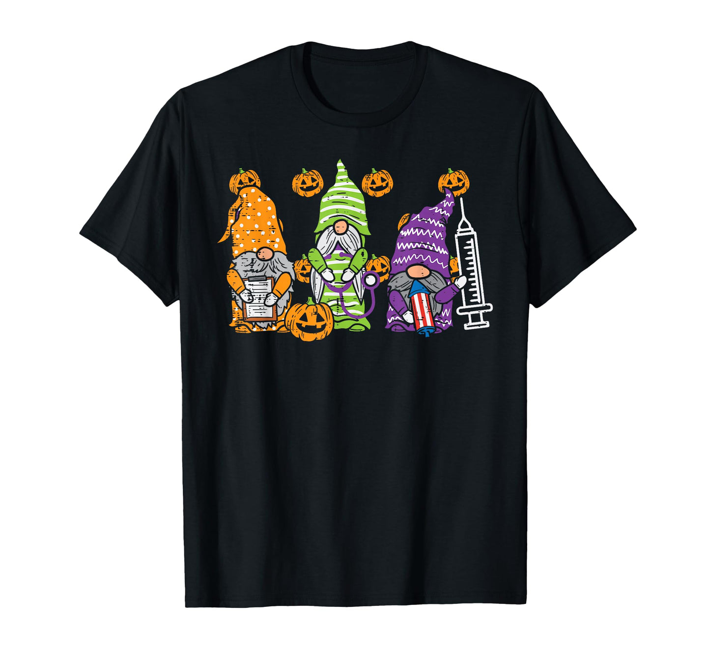 3 Halloween Gnome Nurses Funny Costume Nursing Men Women T-Shirt