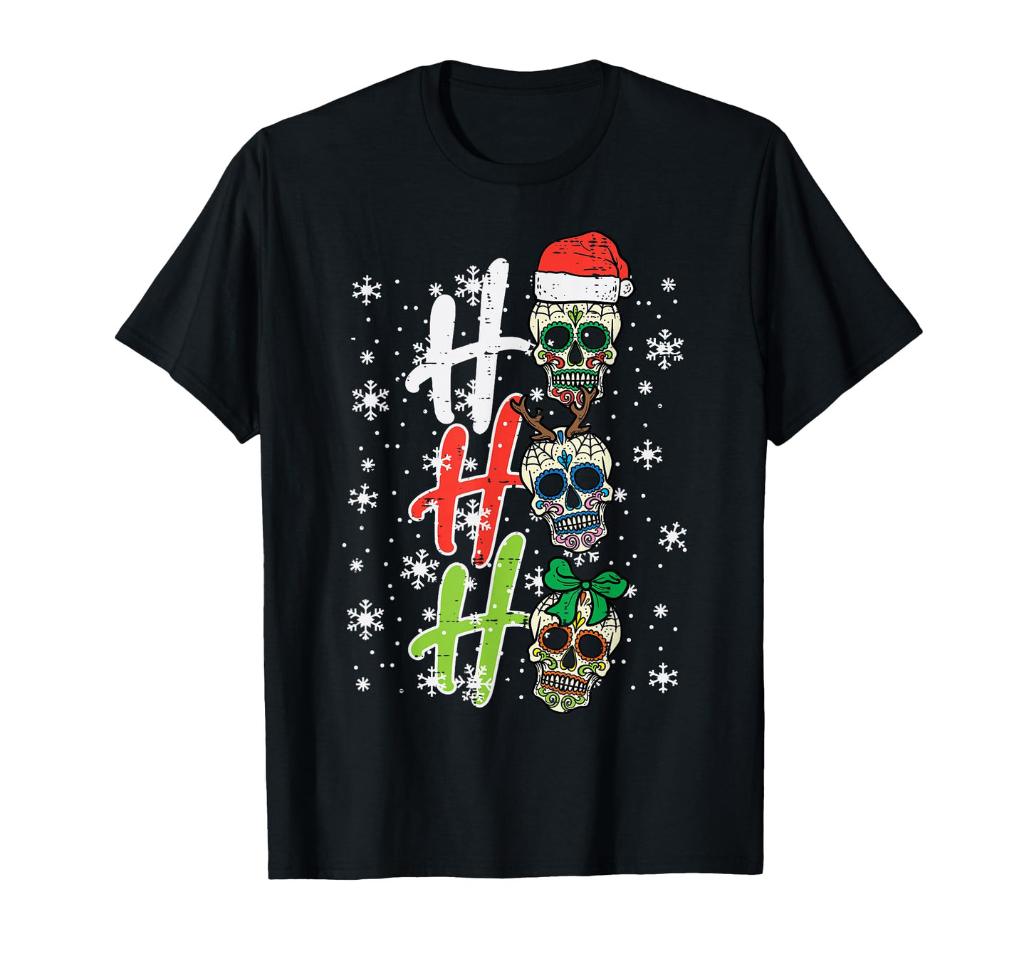 Christmas Sugar Skull Ho Ho Ho Xmas Mexican Men Women Kids T-Shirt