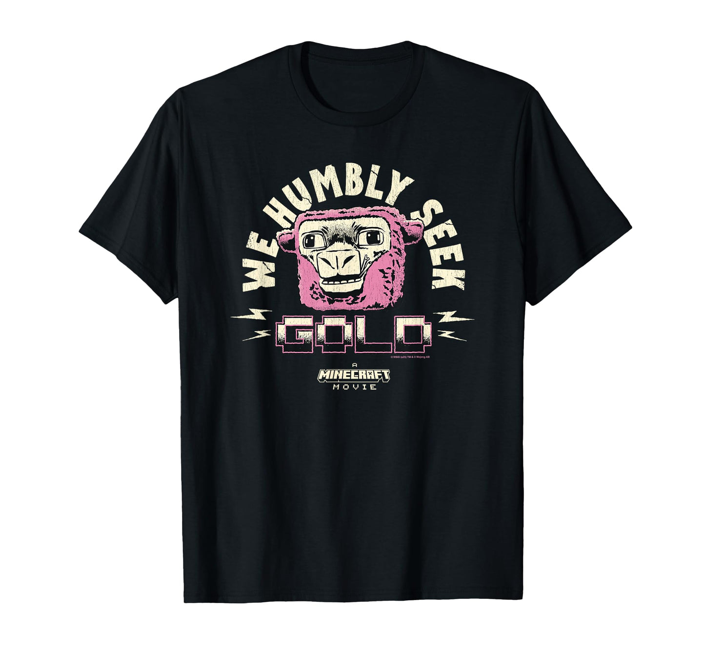 A Minecraft Movie We Humbly Seek Gold Funny Pink Sheep T-Shirt