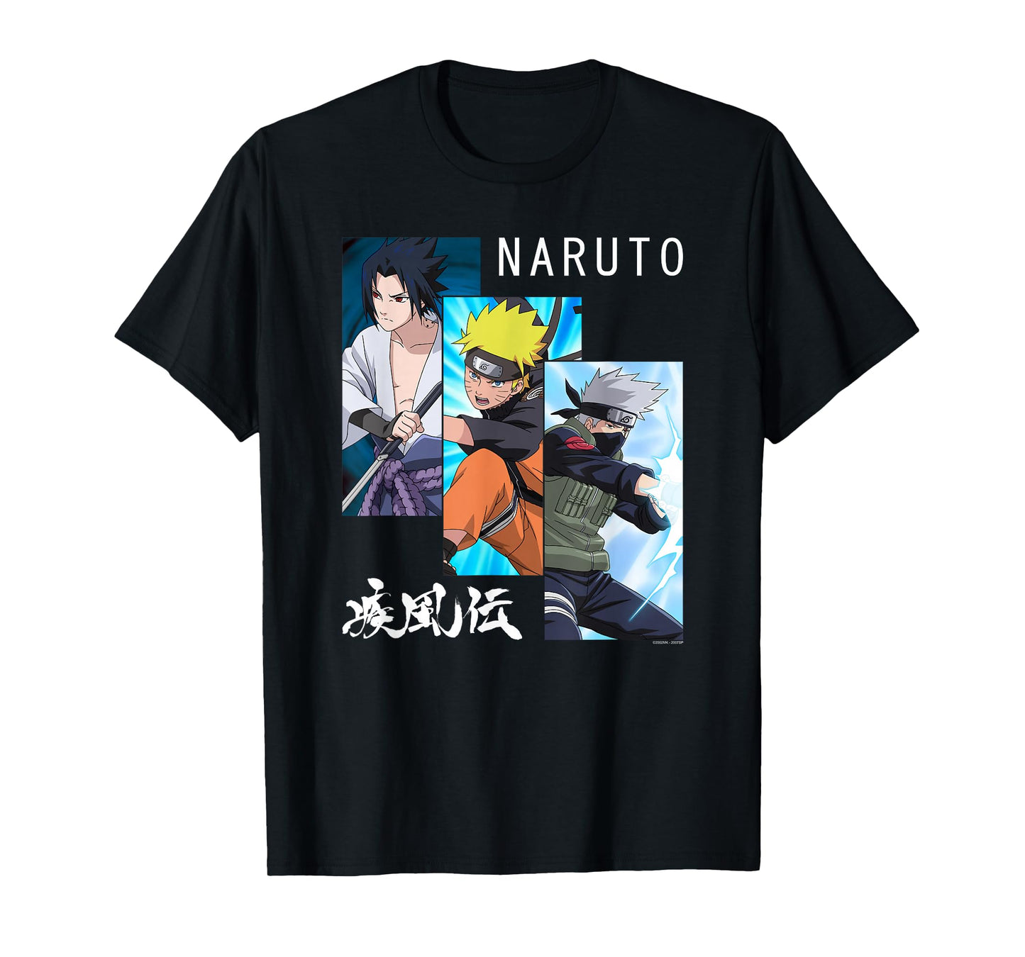Naruto Shippuden 3 Panels and Kanji Short Sleeve T-Shirt