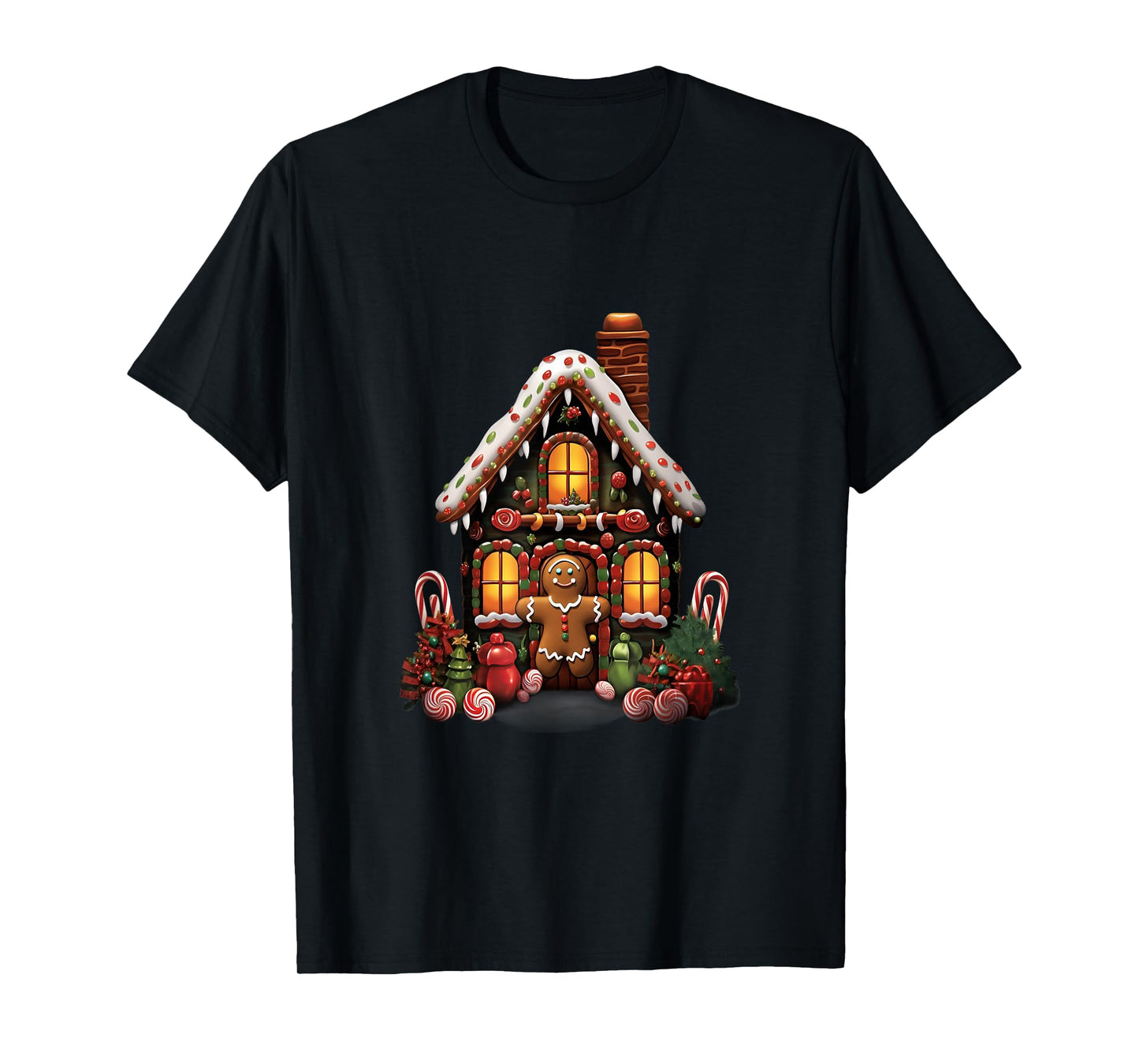 Christmas Gingerbread House Candy Cane X-Mas Pajamas Party T-Shirt
