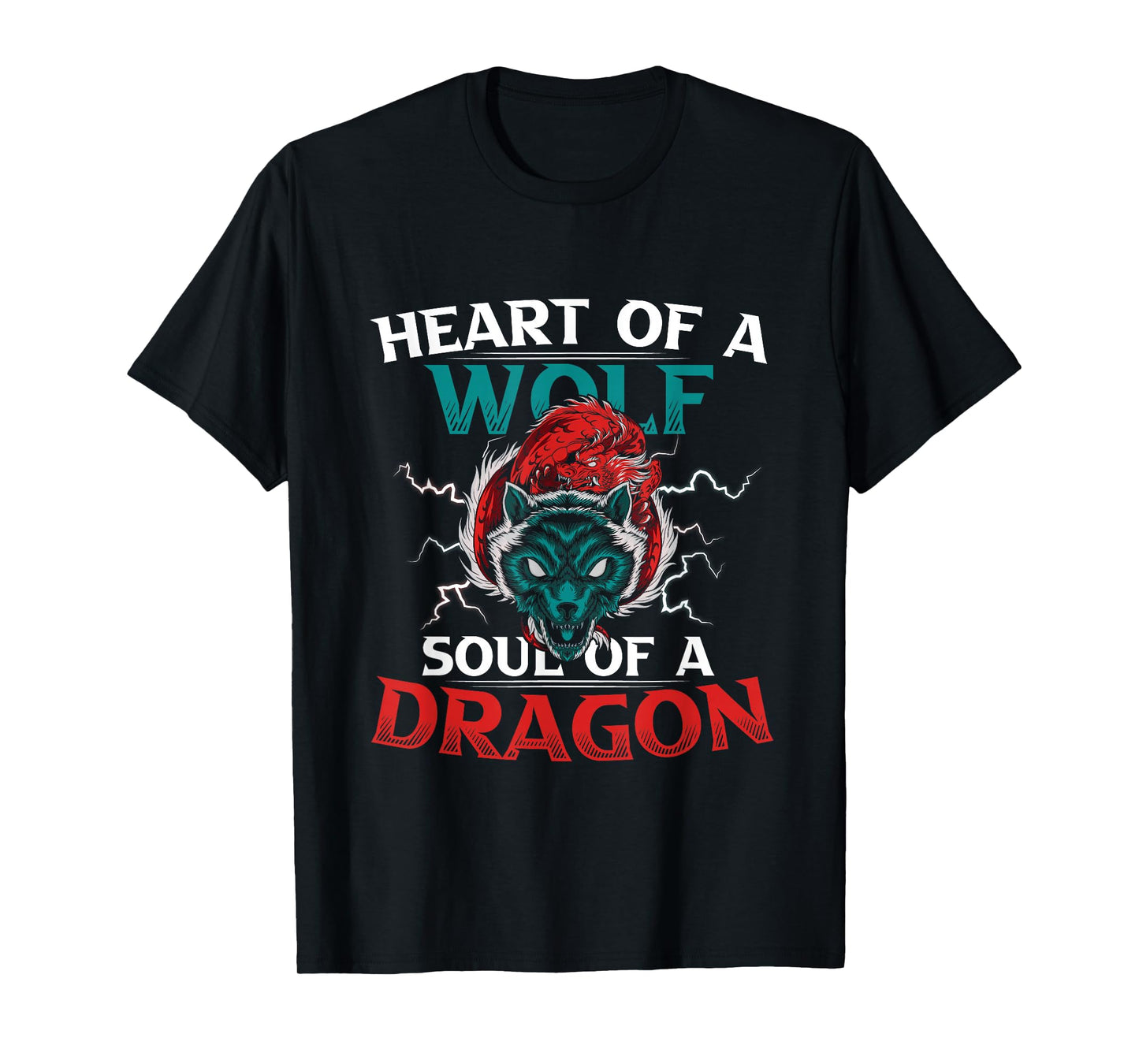 Heart Of A Wolf Soul Of A Dragon Brave Animals T-Shirt
