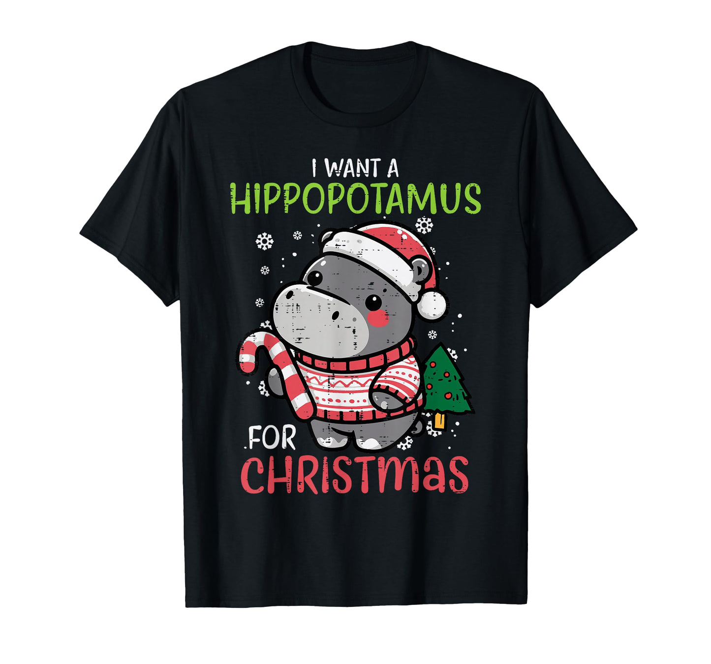 I Want Hippopotamus For Christmas Hippo Xmas Girls Boys Kids T-Shirt