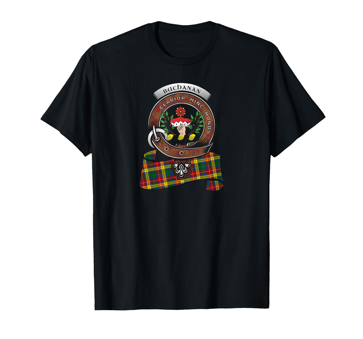 Buchanan Scottish Clan Badge & Tartan T-Shirt