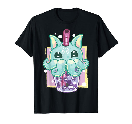 Kawaii Pastel Goth Creepy Creature Boba Bubble Tea Vaporwave T-Shirt