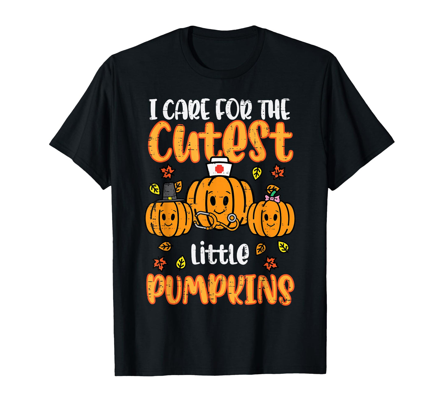 Pumpkins Nurse Halloween Scrub Top Fall Thanksgiving Women T-Shirt