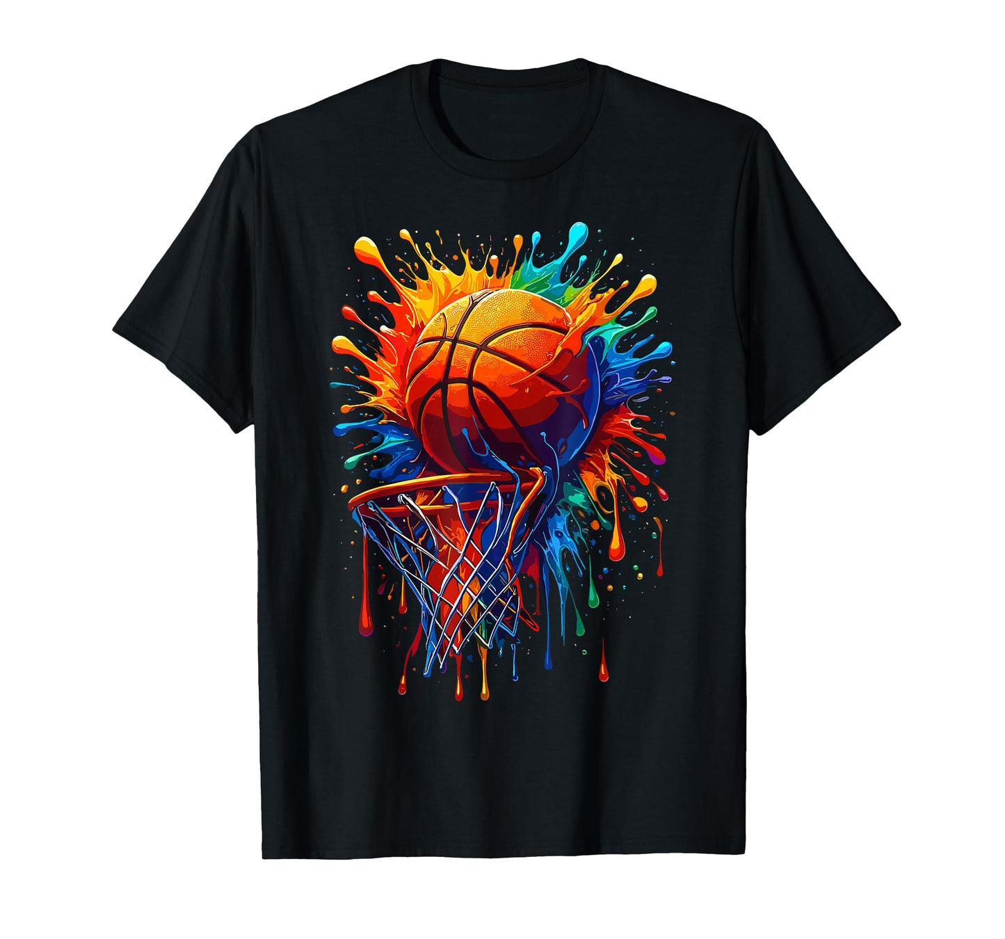 Basketballer Hoop Colorful Splash Basketball T-Shirt