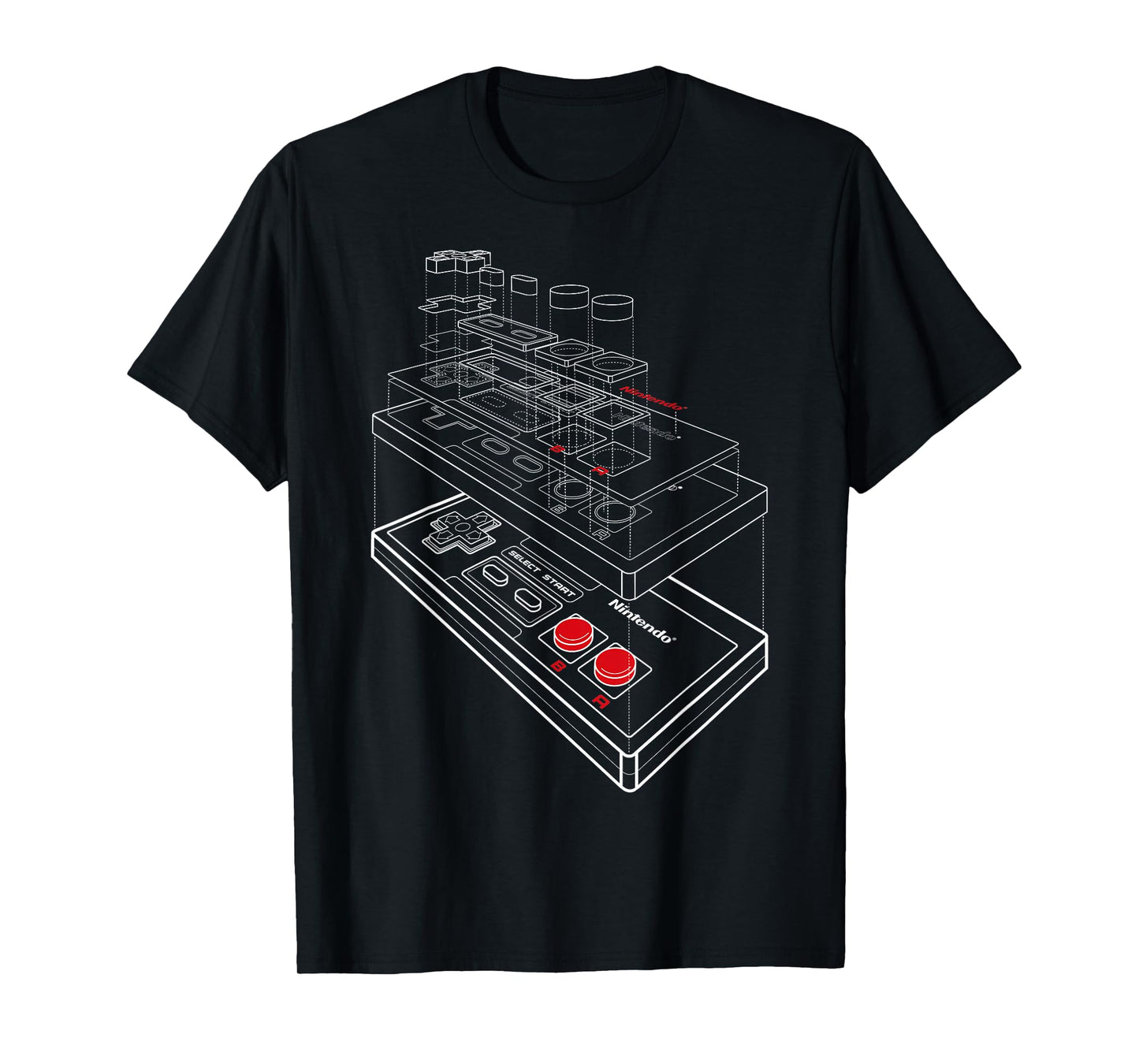 Nintendo NES Controller Exploded Schematic Graphic T-Shirt T-Shirt