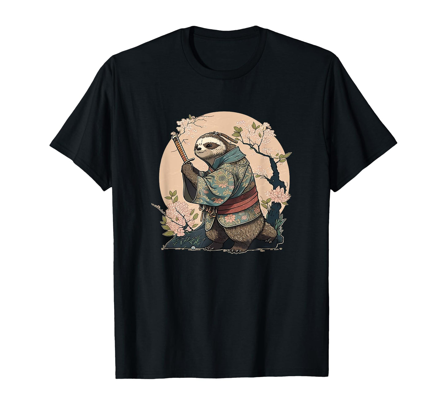 Kawaii Japanese Style Samurai Sloth Anime T-Shirt