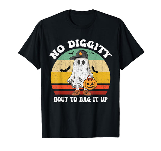 No Diggity Bout To Bag It Up Cute Ghost Halloween T-Shirt