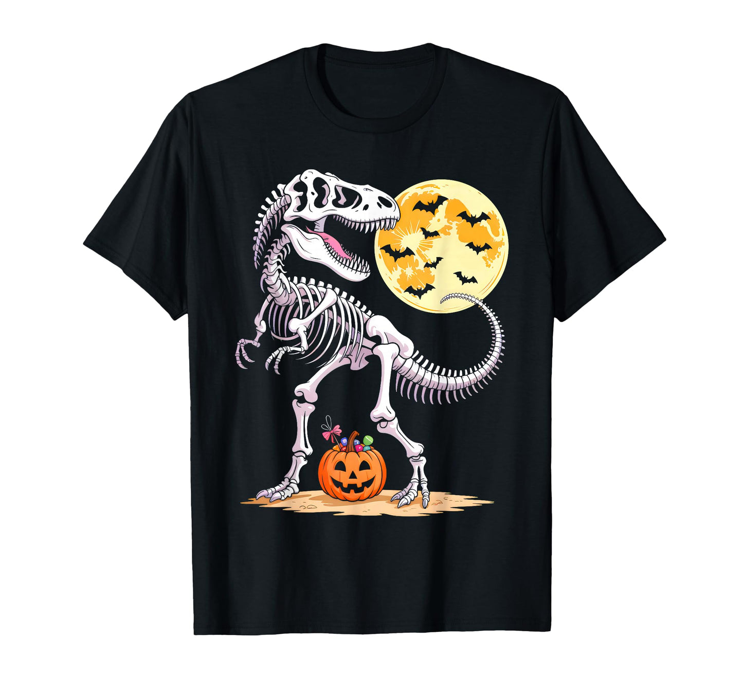 Skeleton Mummy Dinosaur T-rex Candy Moon Pumpkin Halloween T-Shirt