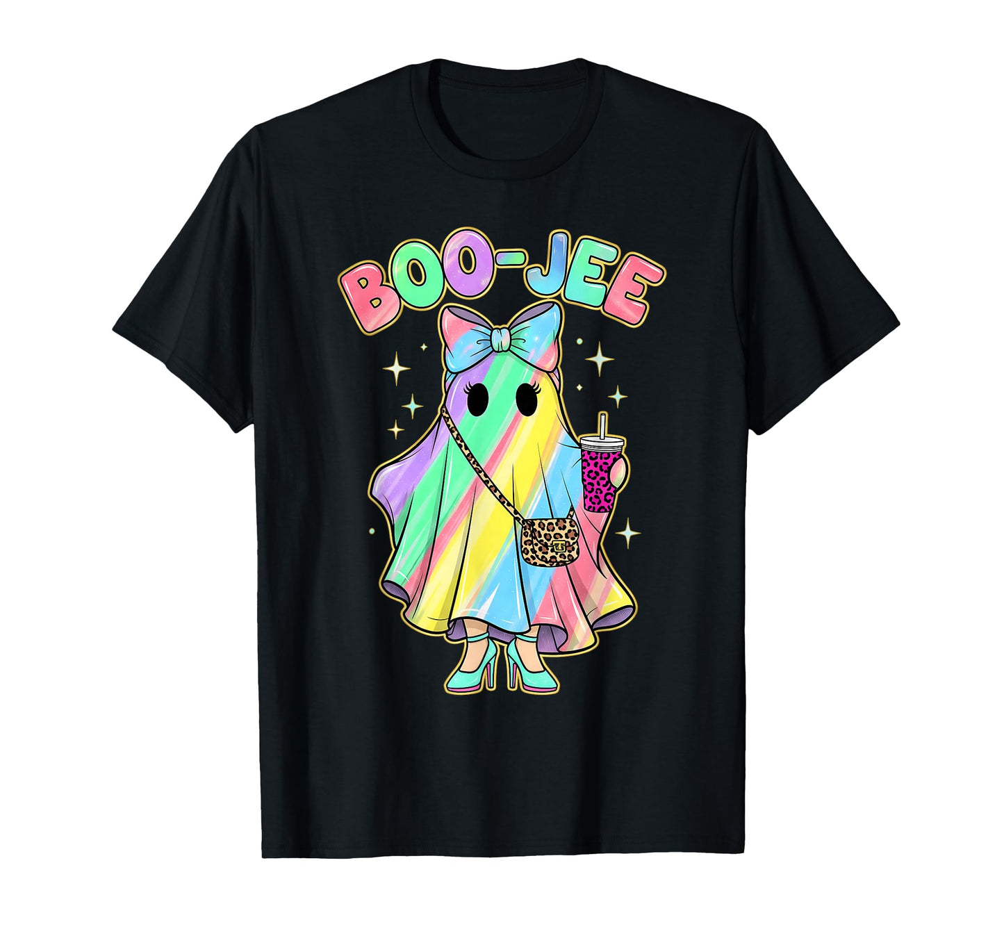 Funny Halloween Shirt Cute Boo-JEE Rainbow Ghost Women Girls T-Shirt