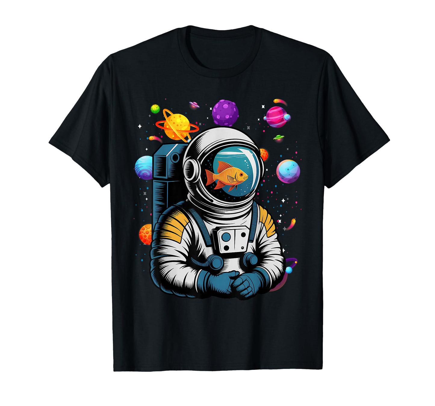 Astronaut Fishbowl Helmet Goldfish Spaceman Suit UFO Alien T-Shirt