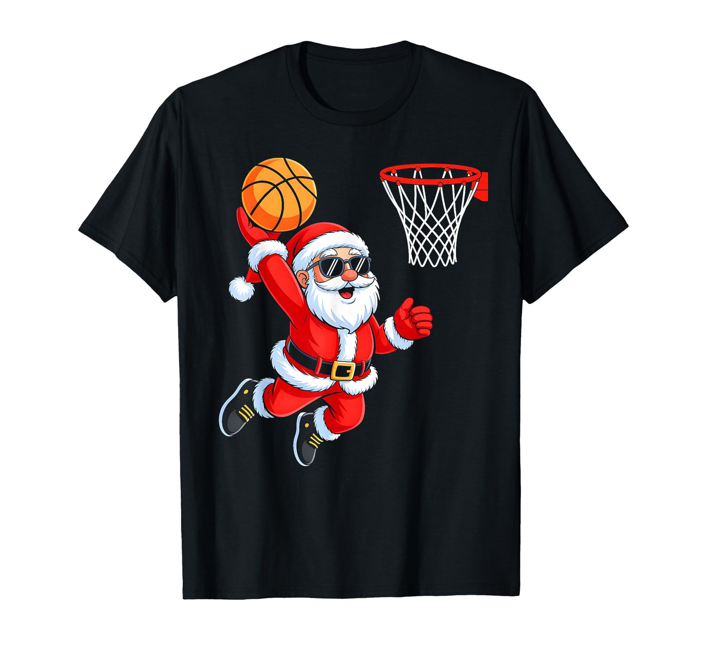 Basketball Santa Christmas Sports Men Boys Kids Xmas Pajamas T-Shirt