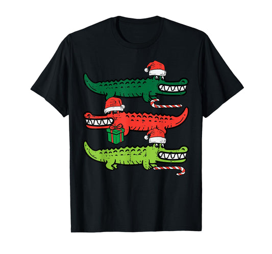 3 Christmas Crocodiles Santa Xmas Alligator Men Women Kids T-Shirt