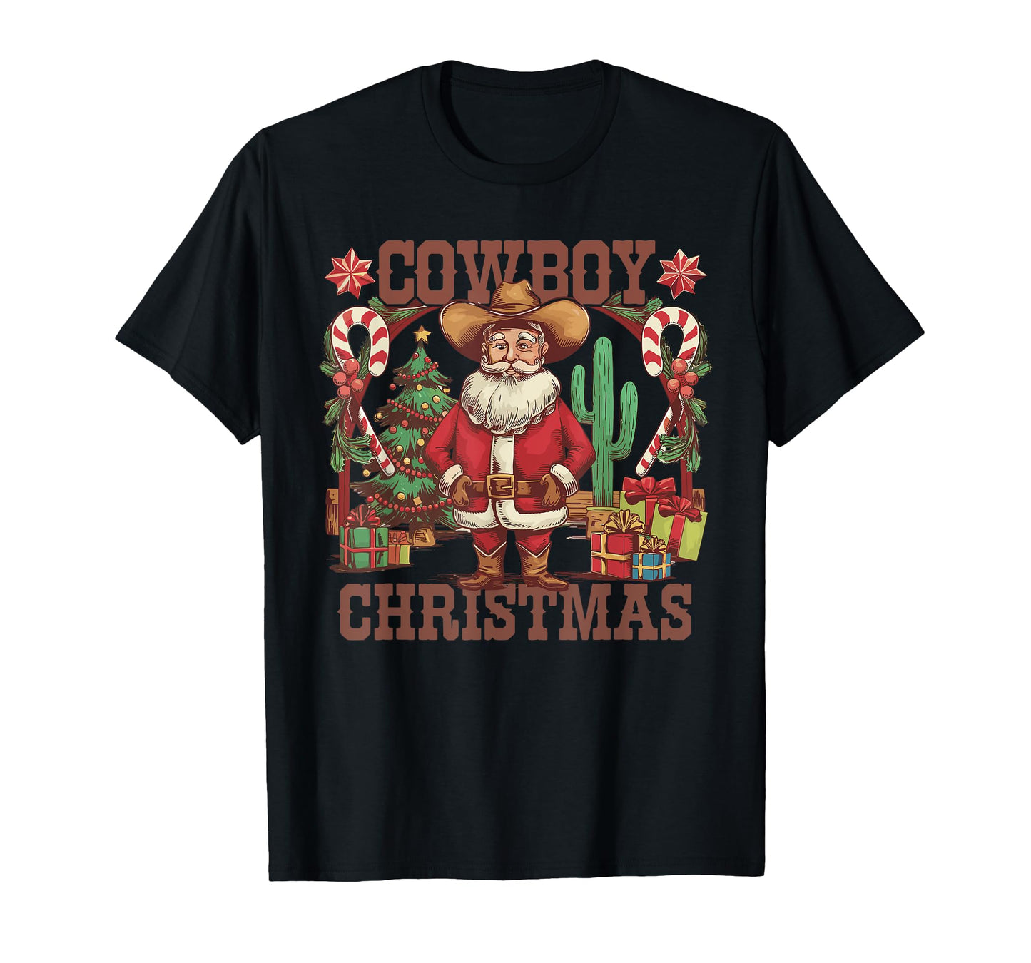 Retro Santa Claus Cowboy Christmas Howdy Rodeo Western T-Shirt