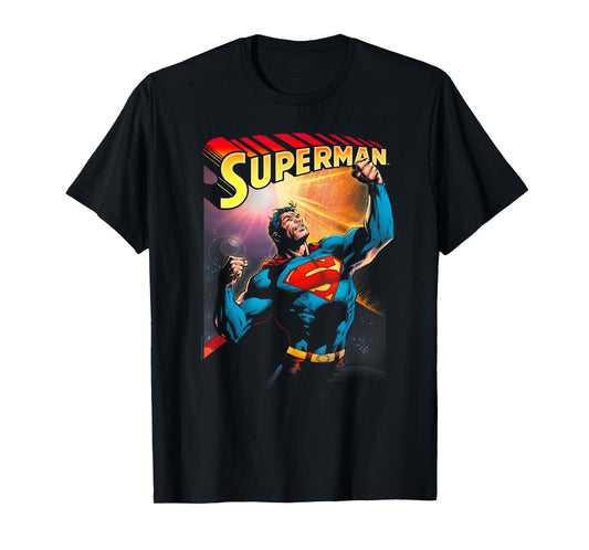 DC Comics Superman Victory Unisex-Adult T-Shirt, Black, Small, Short Sleeve