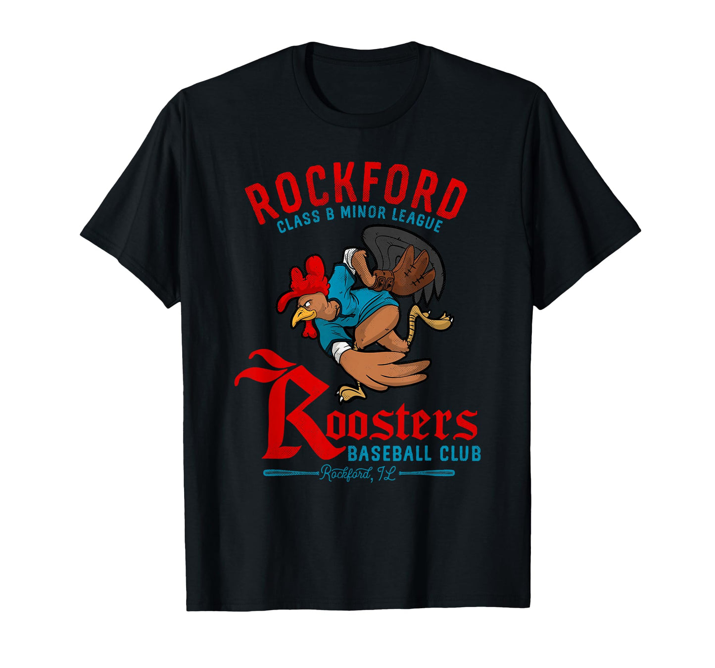 Rockford Roosters Retro Minor League Baseball Team T-Shirt