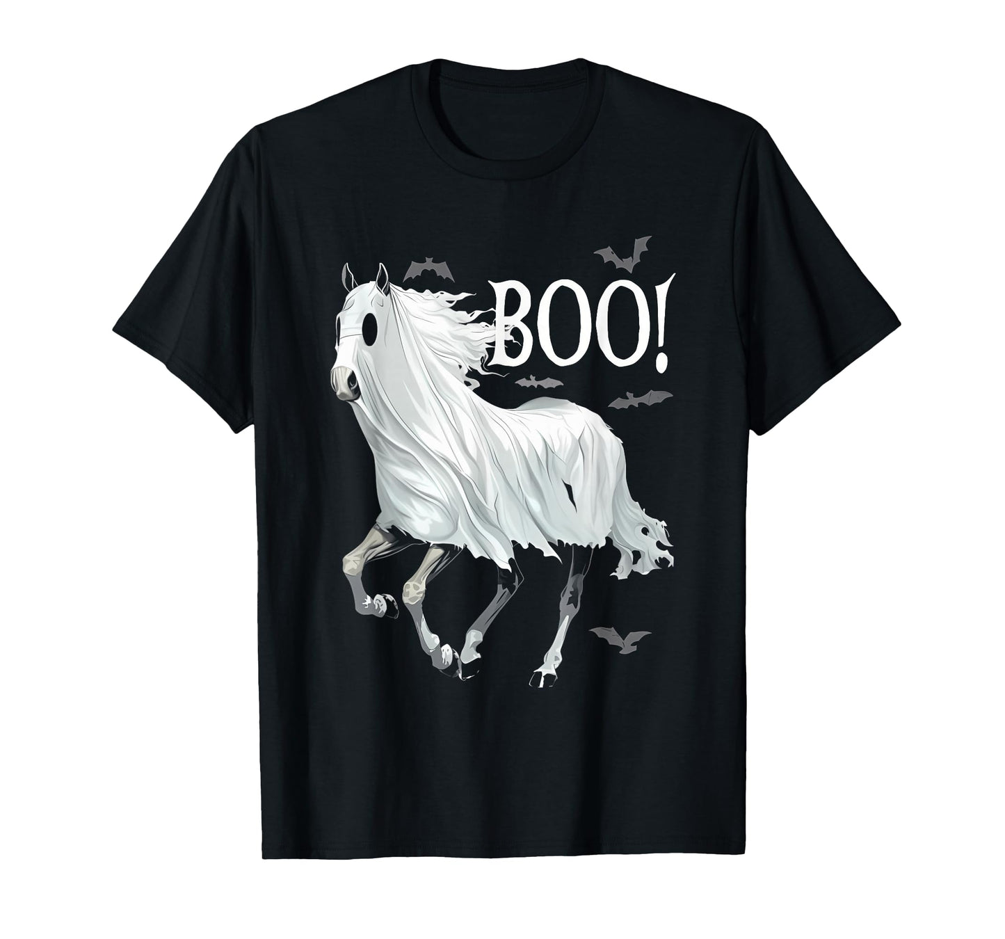 Funny Ghost Boo Horse Equestrian Lover Halloween Costume T-Shirt