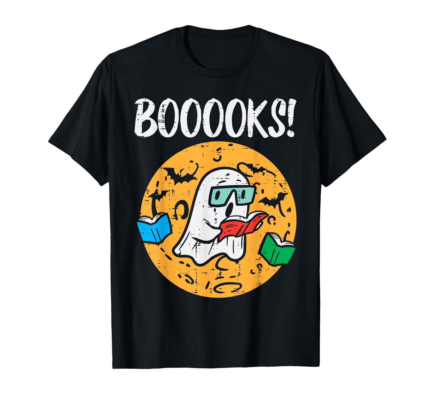 Boooks Ghost Read Book Halloween Teacher Librarian Men Women T-Shirt