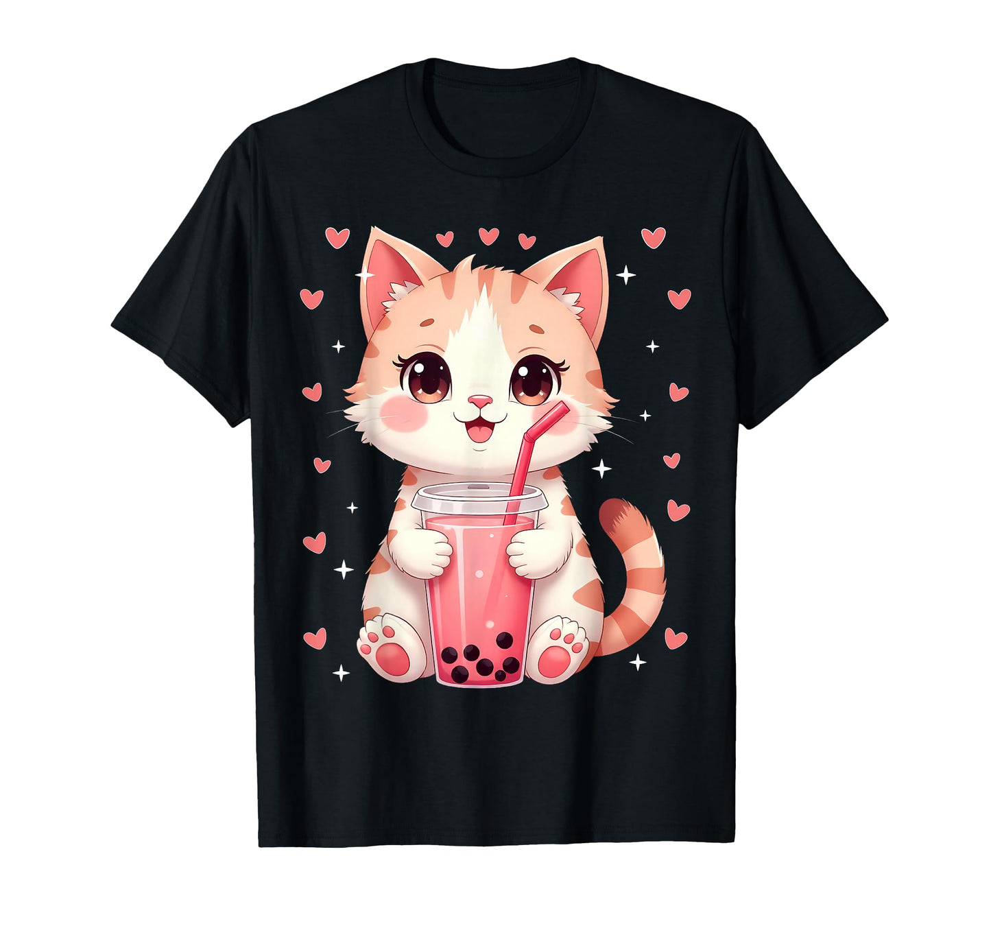 Cat Boba Tea Bubble Tea Anime Girls Women Kawaii Neko Lover T-Shirt
