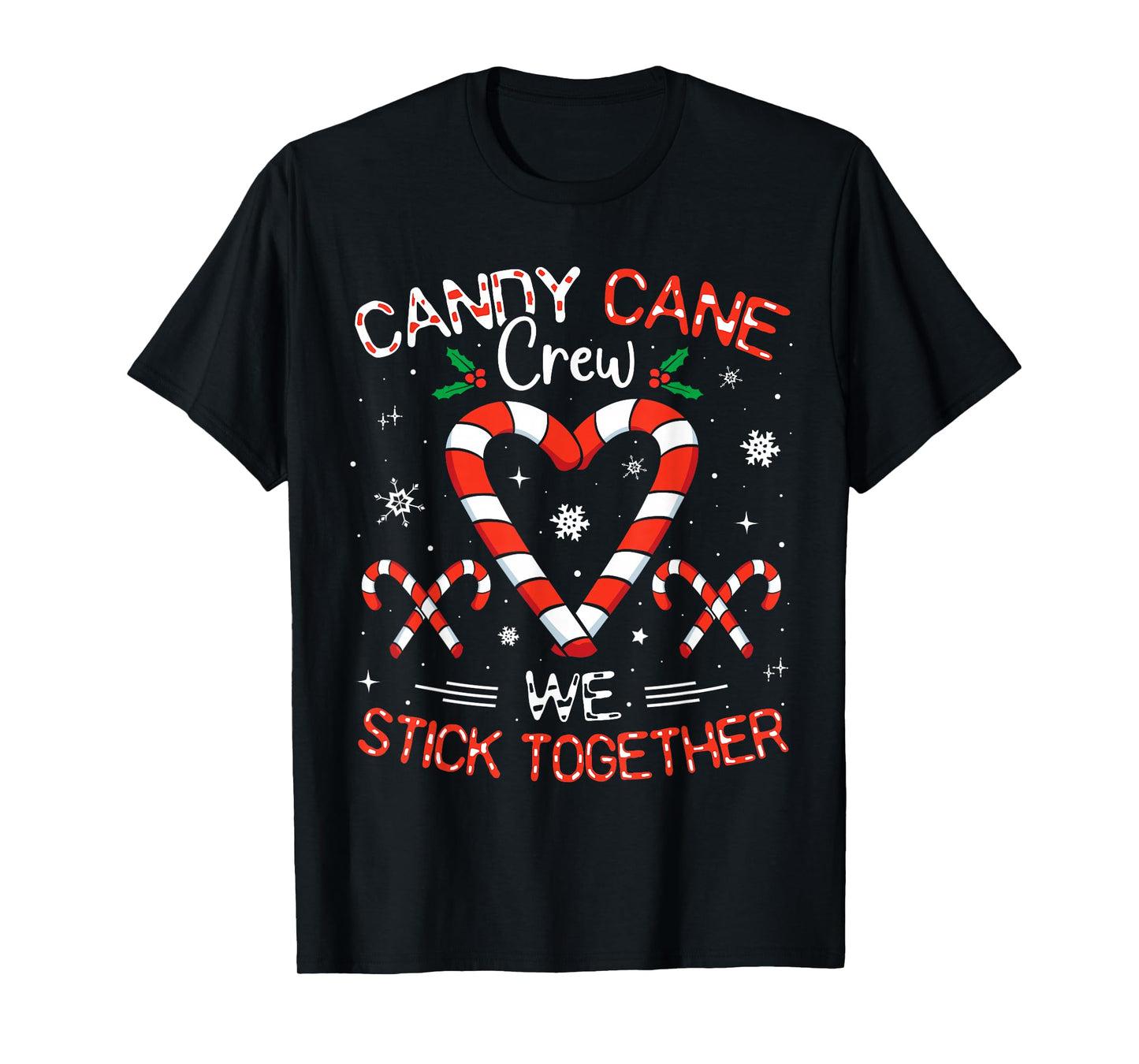 Christmas Candy Cane Heart Crew Family Matching Pajamas T-Shirt