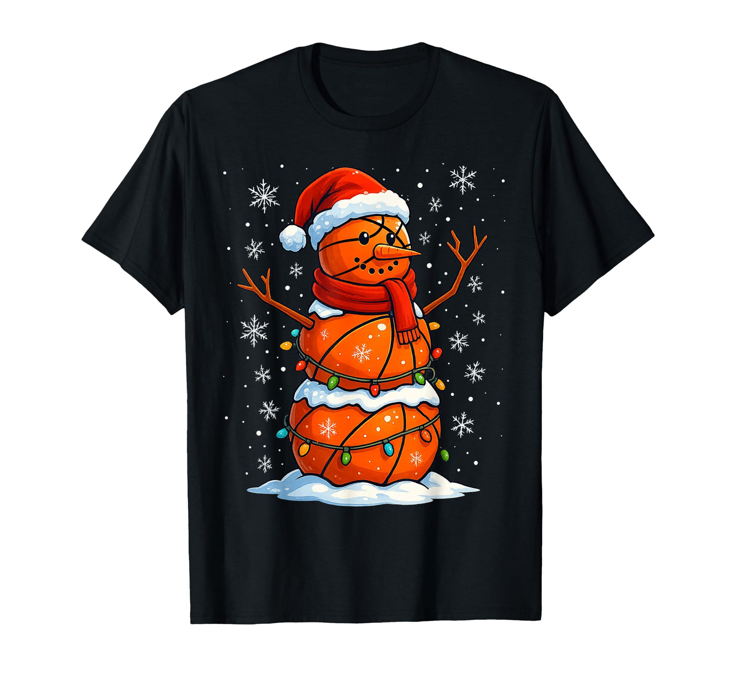 Christmas Basketball Snowman Holiday Sports Xmas Pajamas T-Shirt