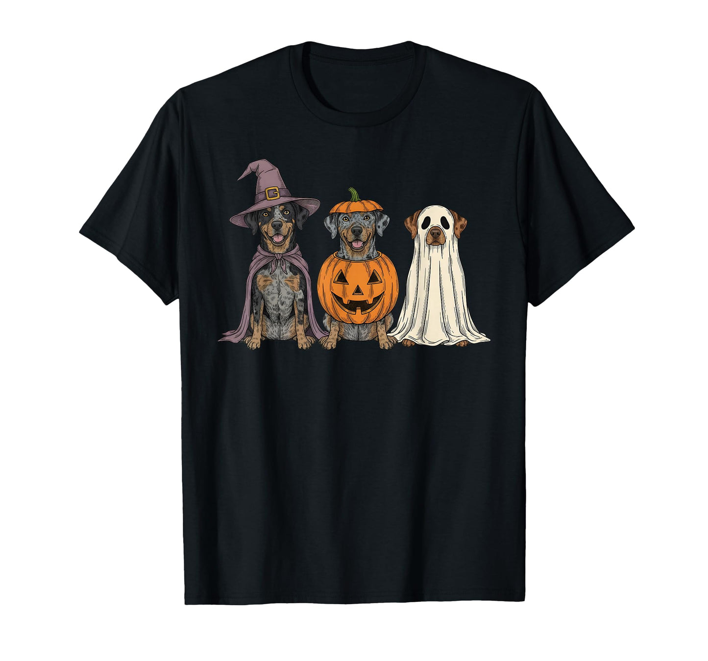 Spooky Ghost Catahoula Leopard Dog Pumpkin Halloween T-Shirt