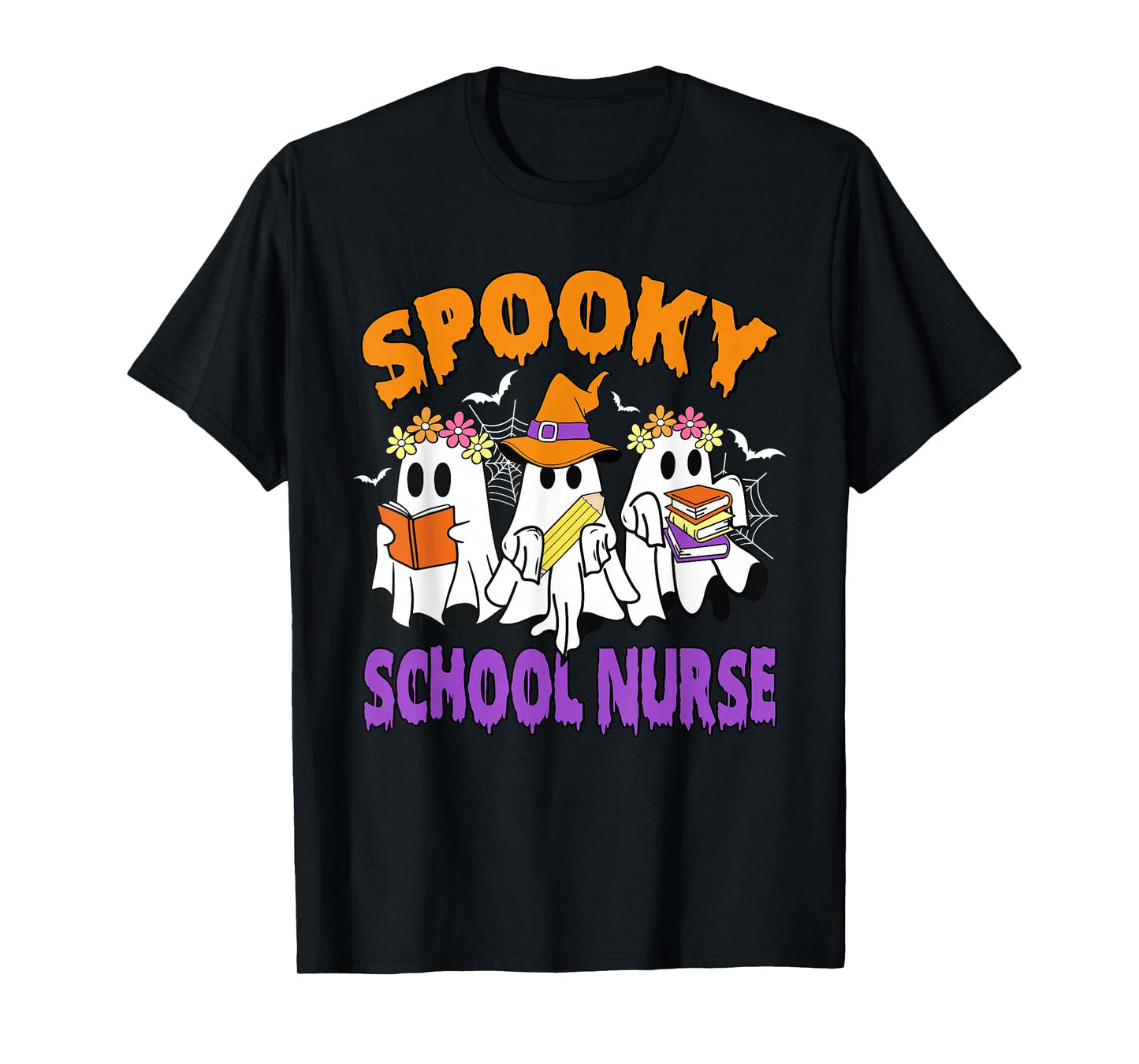 Spooky School Nurse Funny Ghost Halloween T-Shirt