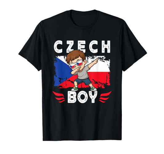 Proud Czech Boy Dab Pose Czech Son Guy Czech Republic Flag T-Shirt