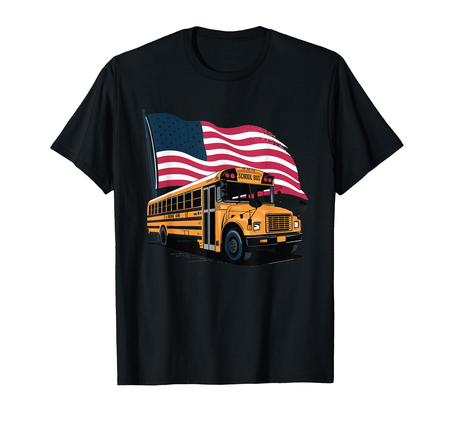 School Bus Driver USA Flag T-Shirt