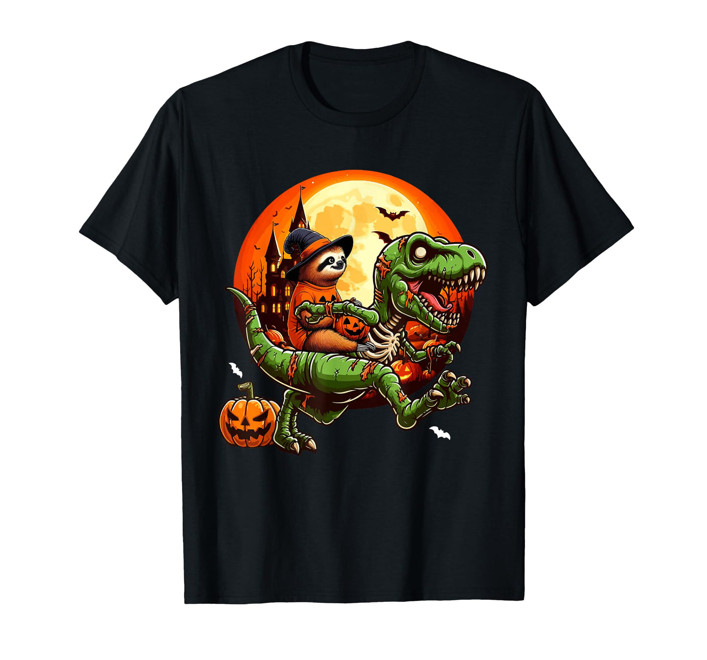 Sloth Riding Horror T-rex As Zombie Halloween Kids Toddler T-Shirt