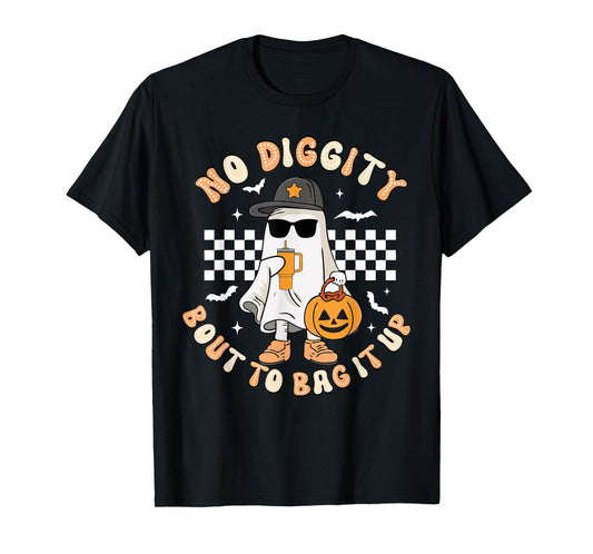 No Diggity Bout To Bag It Up Retro Halloween Ghost Toddler T-Shirt