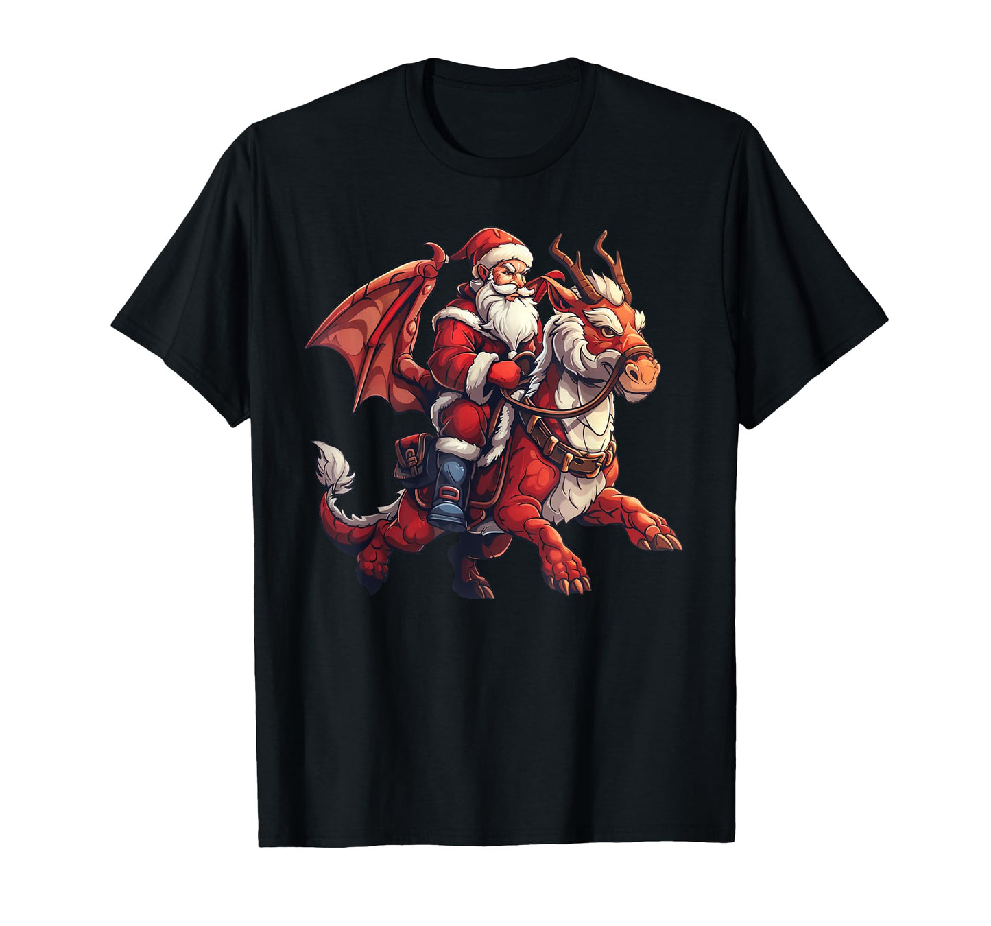Santa Riding A Dragon - Dragon Christmas T-Shirt