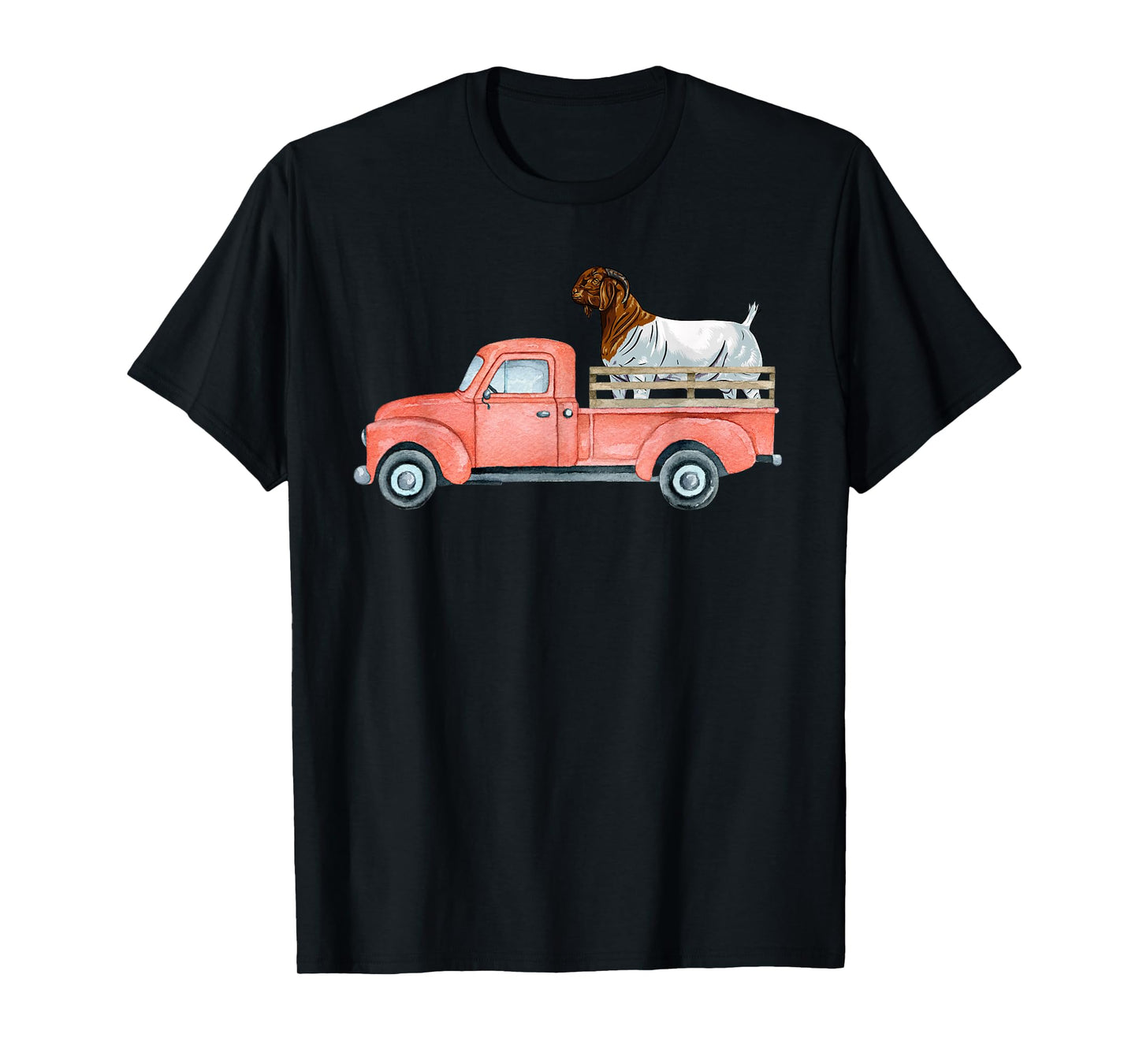 Boer Goat Buck in a Red Truck T-Shirt