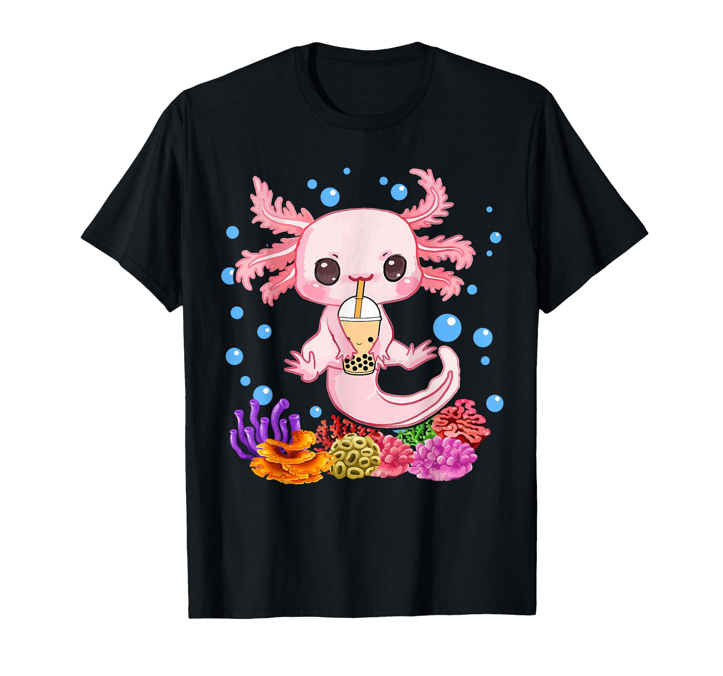 Axolotl Boba Tea Bobalotl Kids Teen Girl Cute Graphic Kawaii T-Shirt