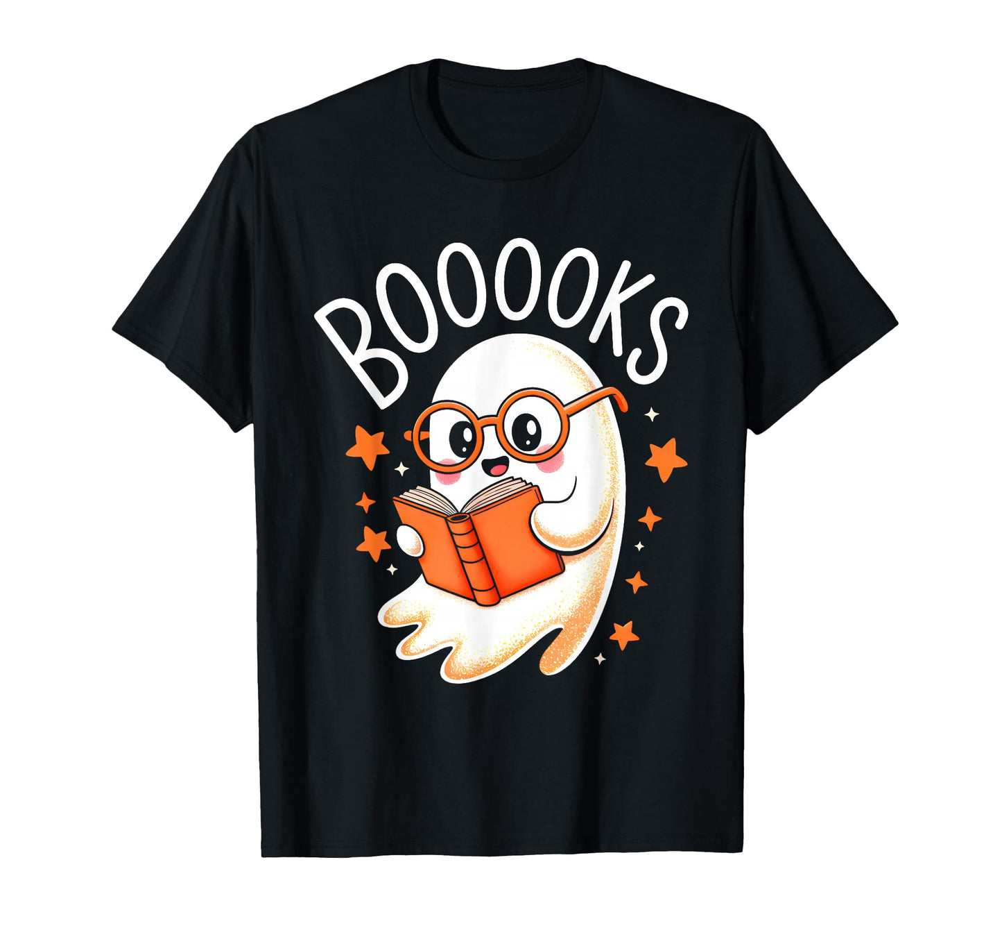 Cute Ghost Reading Book Lovers Librarian Teacher Halloween T-Shirt
