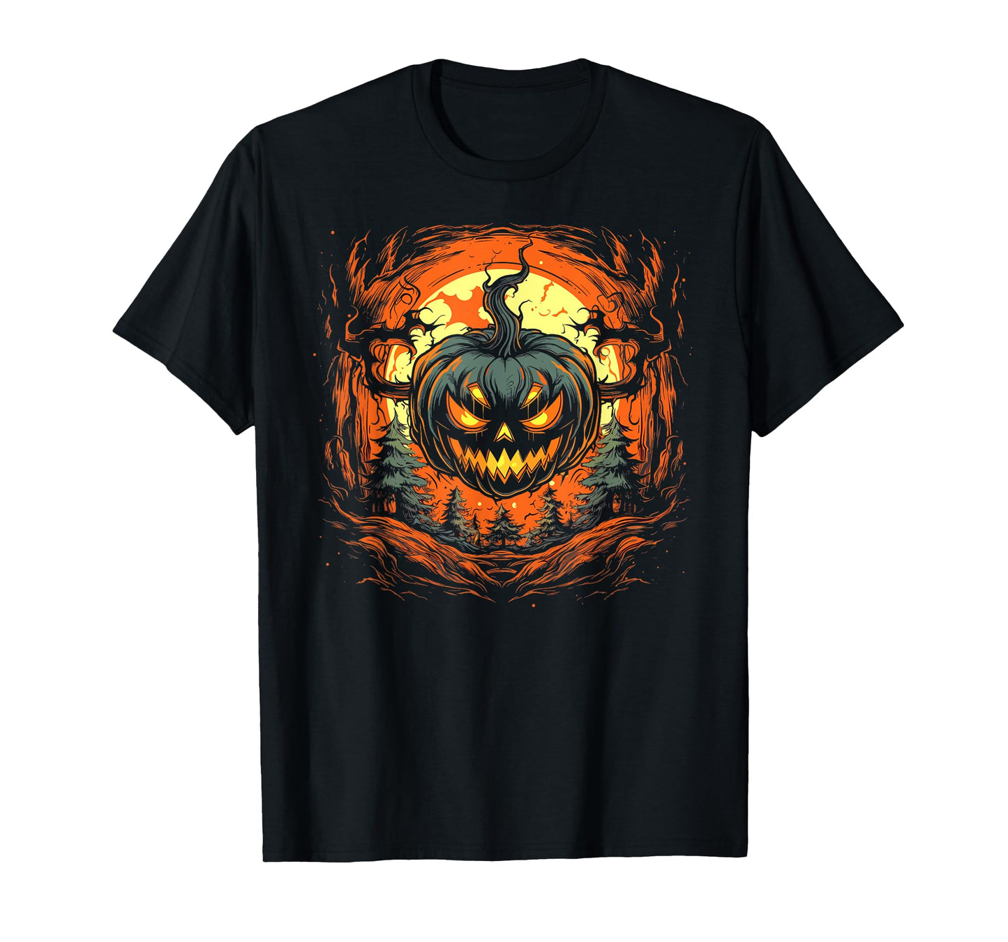 Pumpkin Jack o Lantern Demon Monster Scary Halloween Graphic T-Shirt