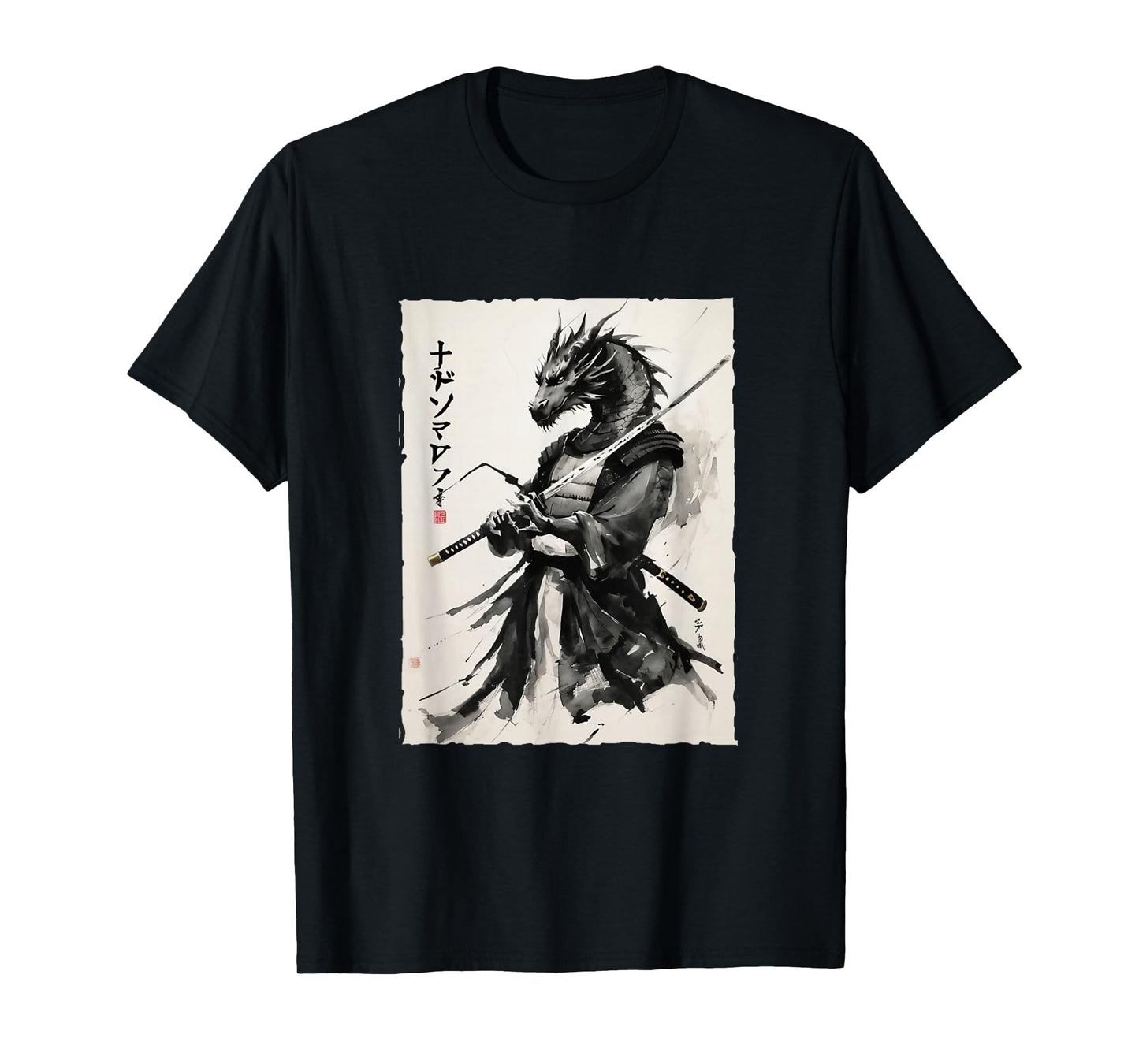 Samurai Dragon Vintage Ukiyo-e Warrior Art Graphic Dragon Ar T-Shirt