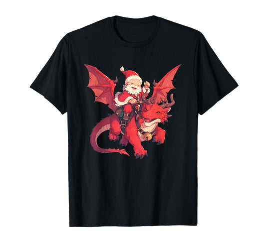 Santa Riding A Dragon - Dragon Christmas T-Shirt