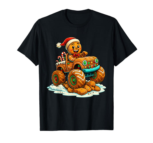 Gingerbread Truck Christmas Candy Cane Cookie Holiday Boys T-Shirt