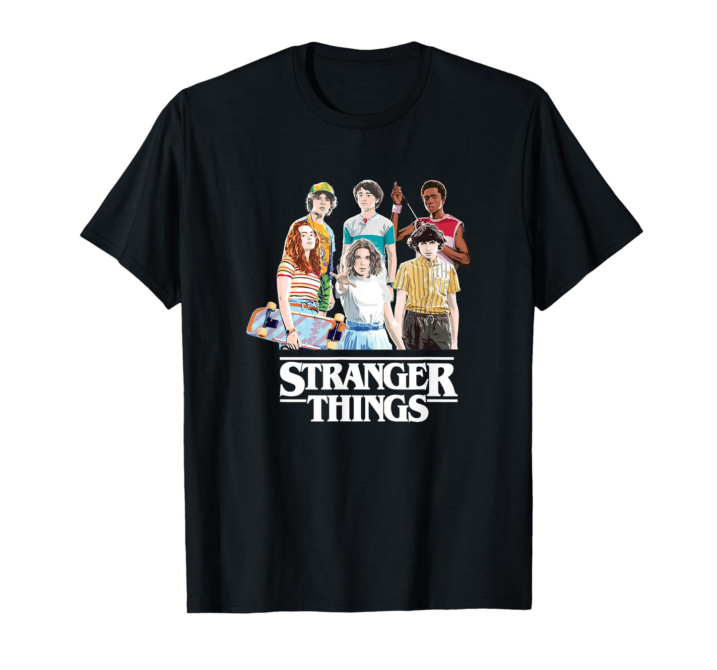 Stranger Things Retro Vintage Bleach Gradient Group Shot T-Shirt