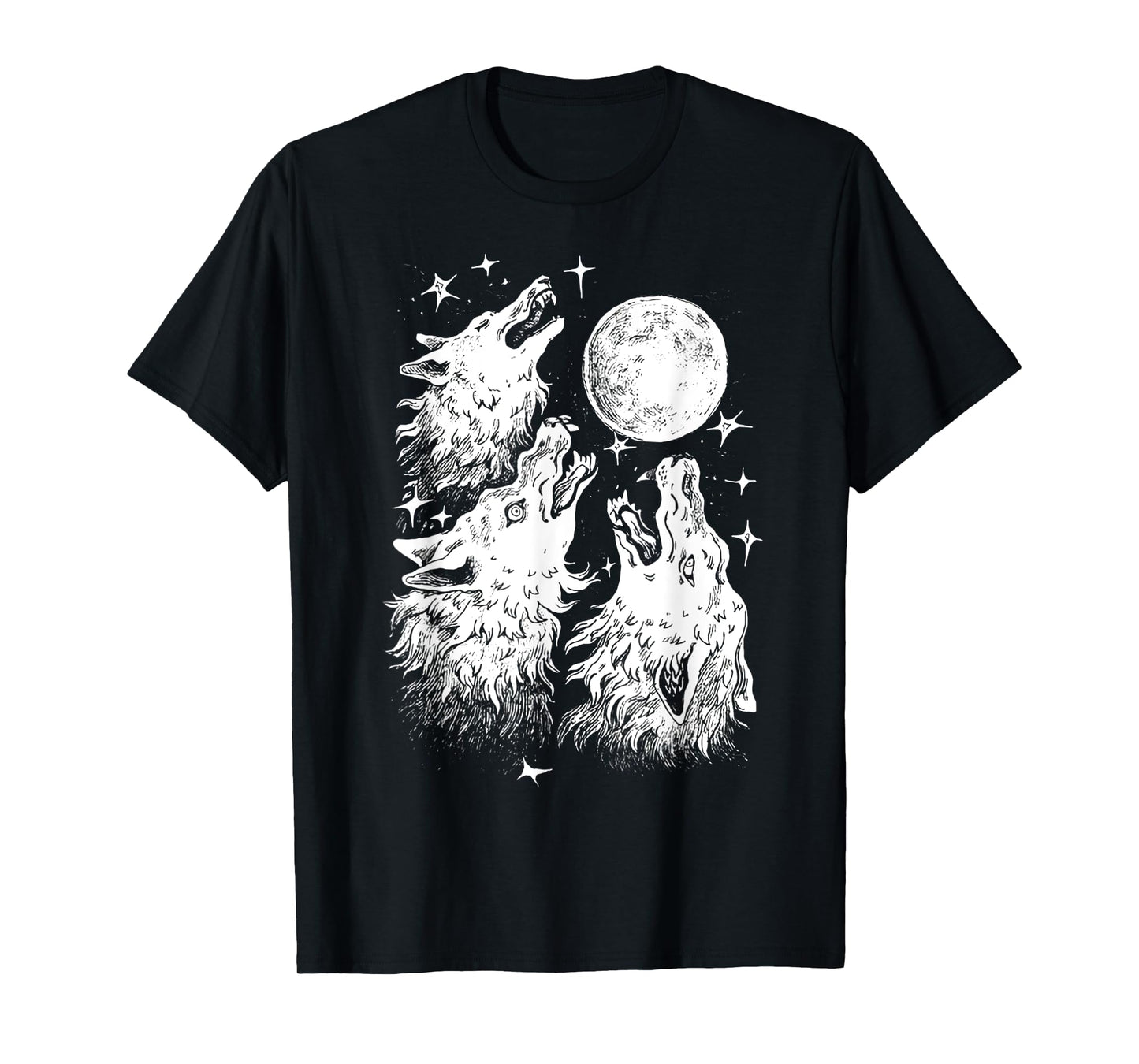 Three Wolves Howling at the Moon - Wolf Lover T-Shirt
