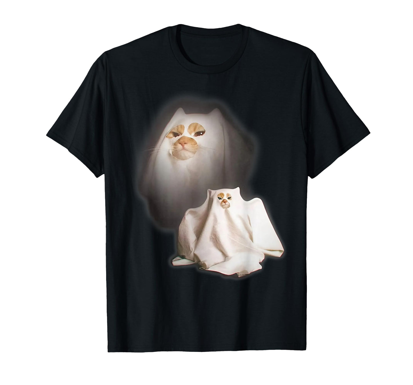 Ghost Cat Meme Funny Halloween Men Women Kids T-Shirt