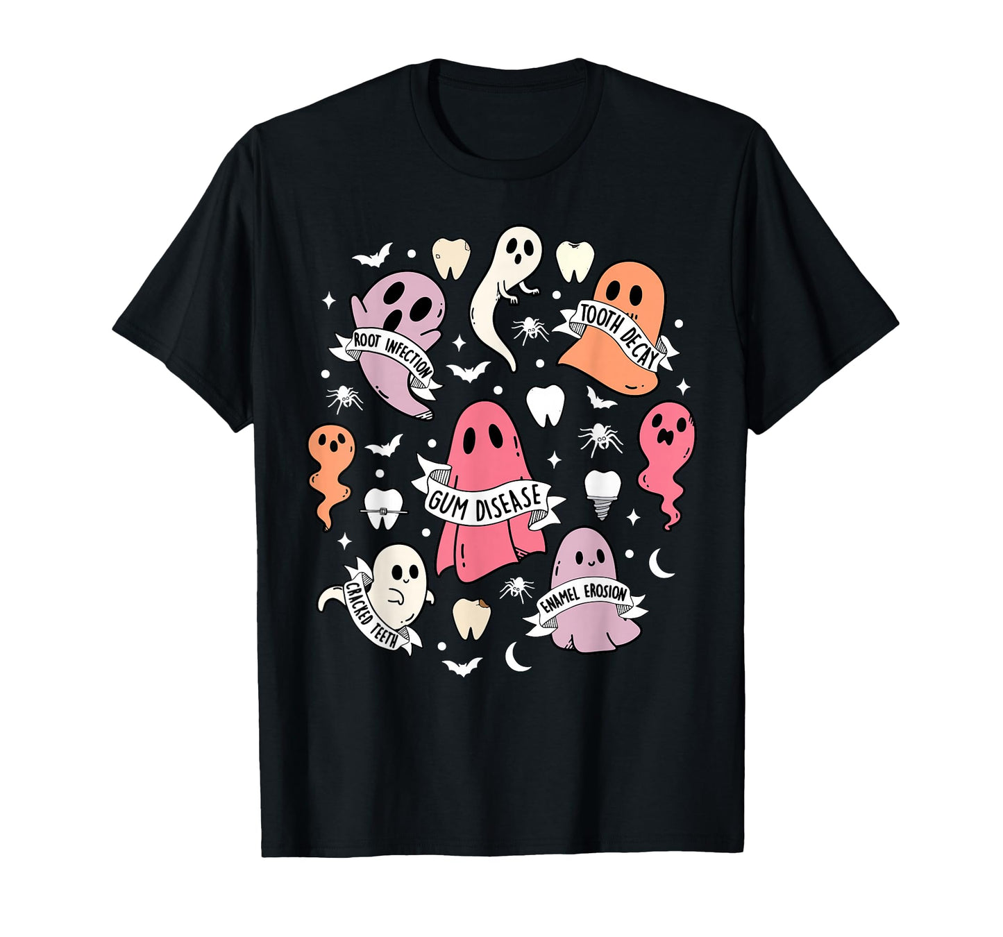 Dentist Ghost Spooky Halloween Dental Hygienist Assistant T-Shirt