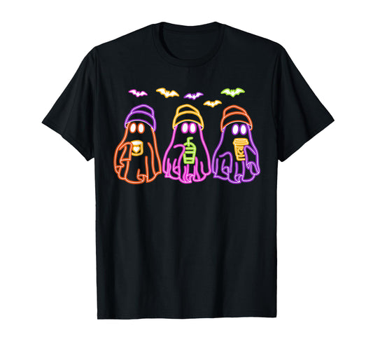 Ghost Drinking Coffee Funny Halloween Costume Coffee Lover T-Shirt