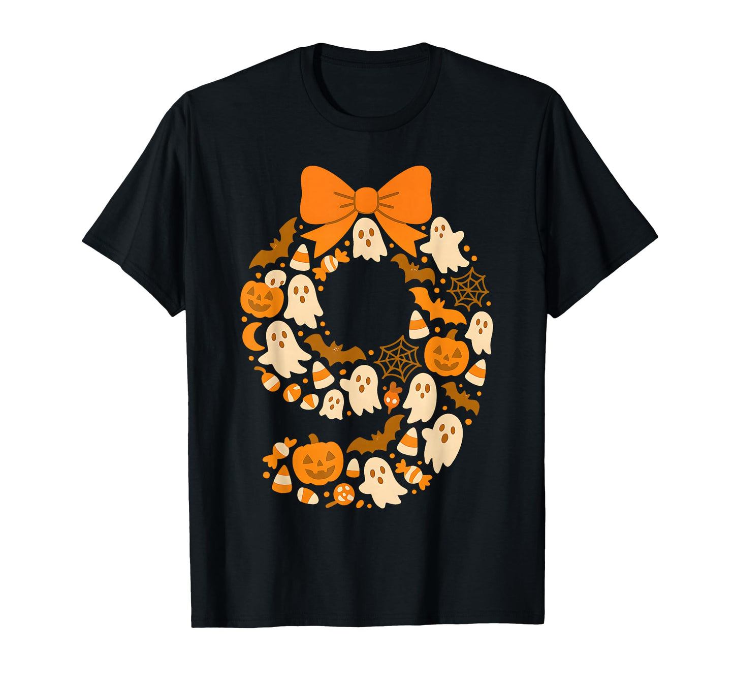 Kawaii Halloween Ninth Birthday Number Nine 9 Year Old Kids T-Shirt