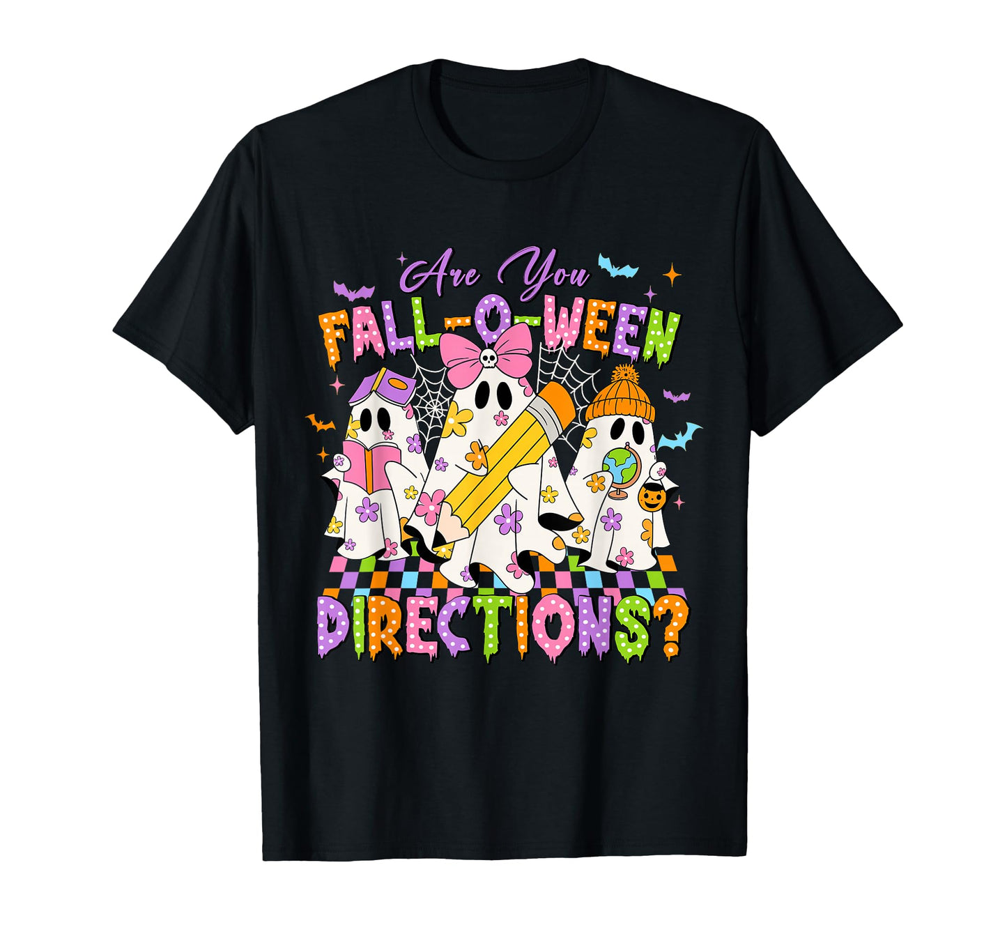 Halloween Floral Ghost Teacher are You Falloween Directions T-Shirt