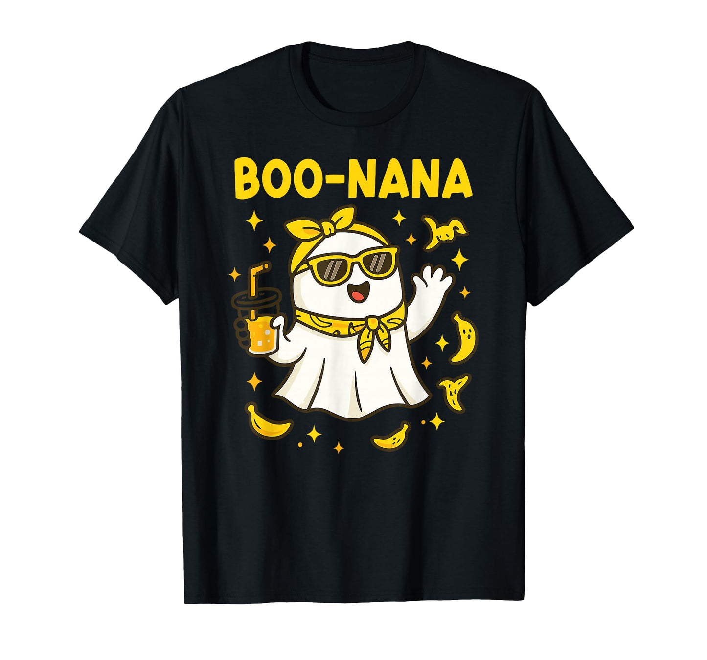Boo Nana Funny Spooky Banana Ghost Bow Coquette Halloween T-Shirt