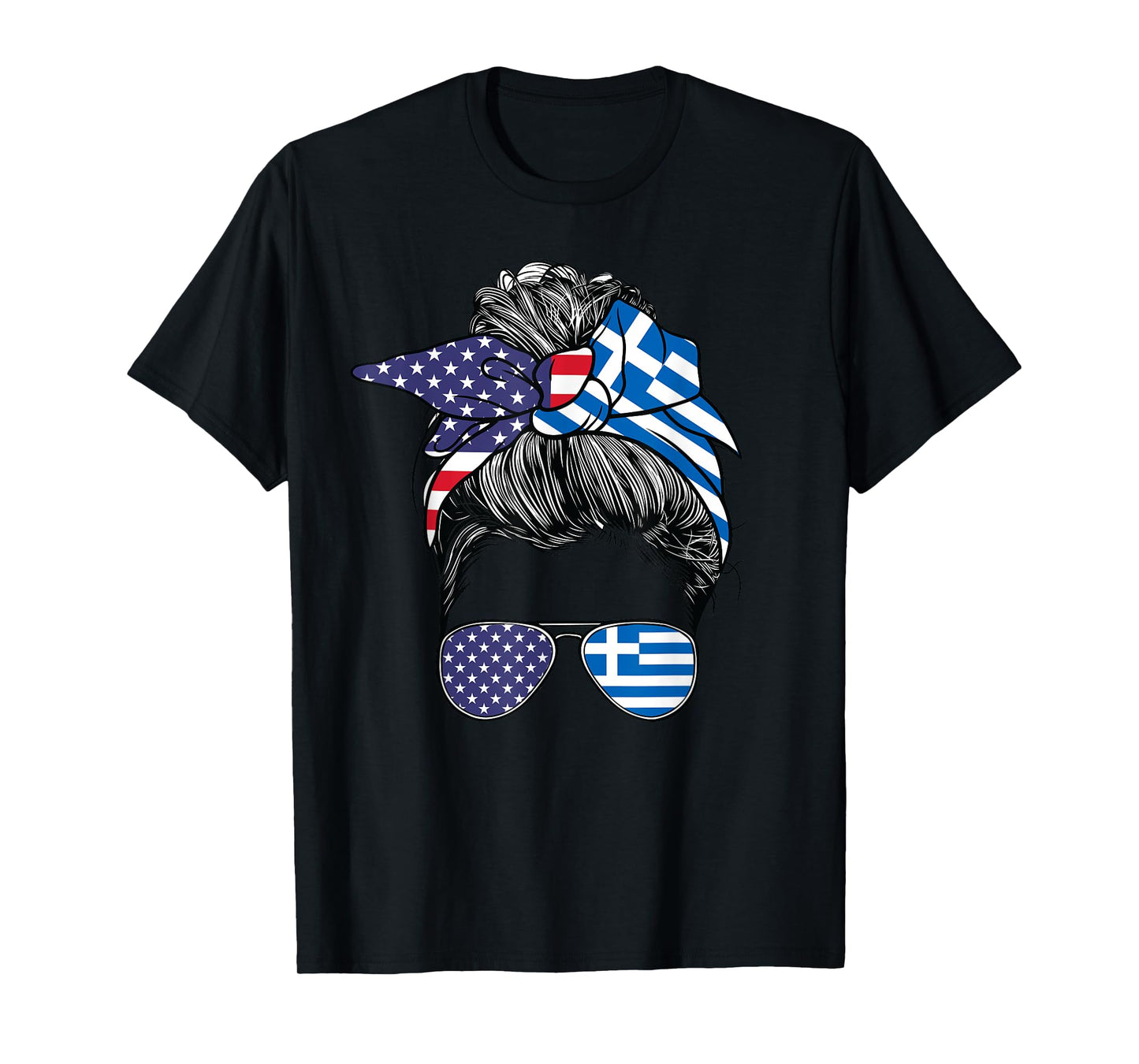 Greek Women Girl USA Heritage American Greece Flag T-Shirt